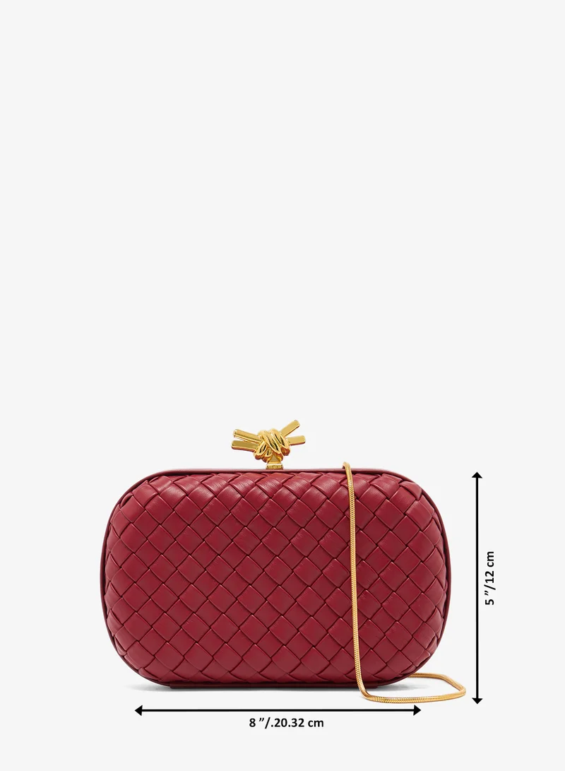 Namshi x Red Woven Textured Gold Accent Detailed Clutches for Women | Best Price UAE